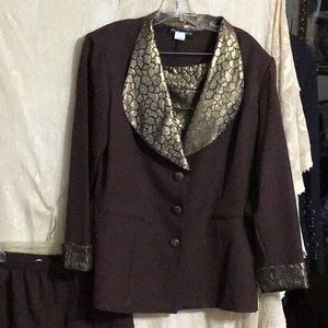 Women’s Plus 2 Pc Skirt Set Brown Unlined 16W